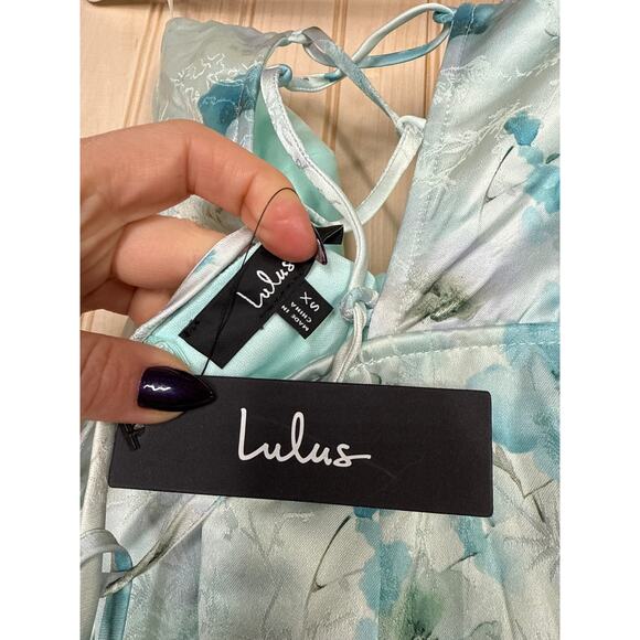 NWT Lulus Alaiya Mint Floral Strapless Lace-Up Midi Dress Banquet Gala Party XS - Picture 8 of 9